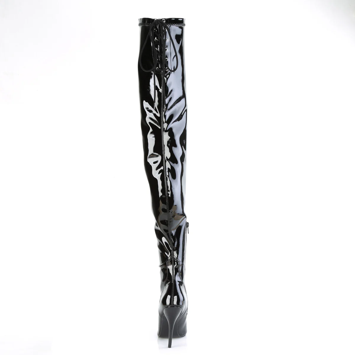 Black Patent 5 Inch Ladies Fetish Crotch Boots - Pleaser SEDUCE-4000SLT - Image 4