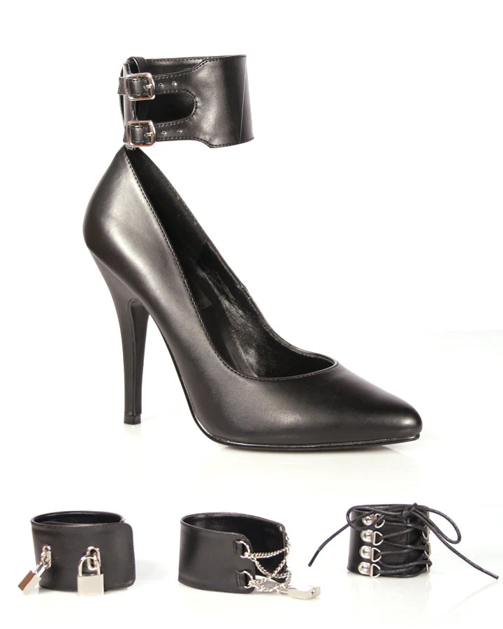 SEDUCE-434 Black Fetish High Heels with Ankle Cuffs