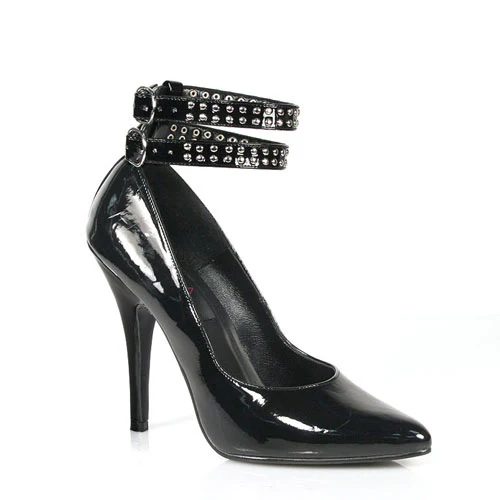 SEDUCE-435 Black Patent High Heels with Double Buckles