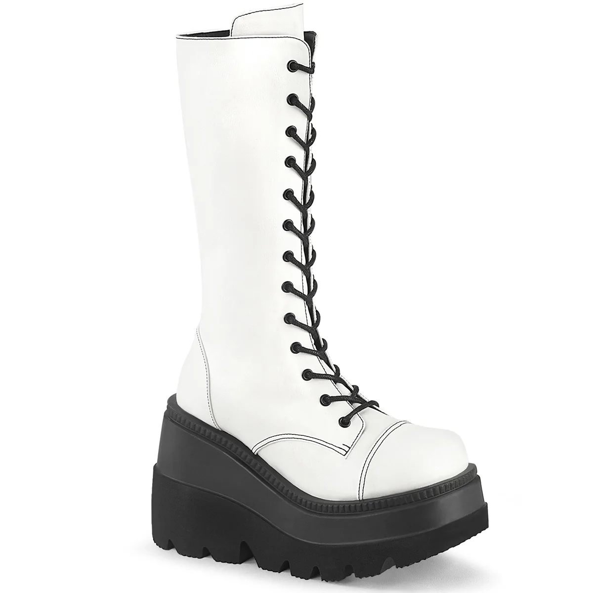 White  Alternative Knee High Boots -  Demonia Cult SHAKER-72 - Image 6
