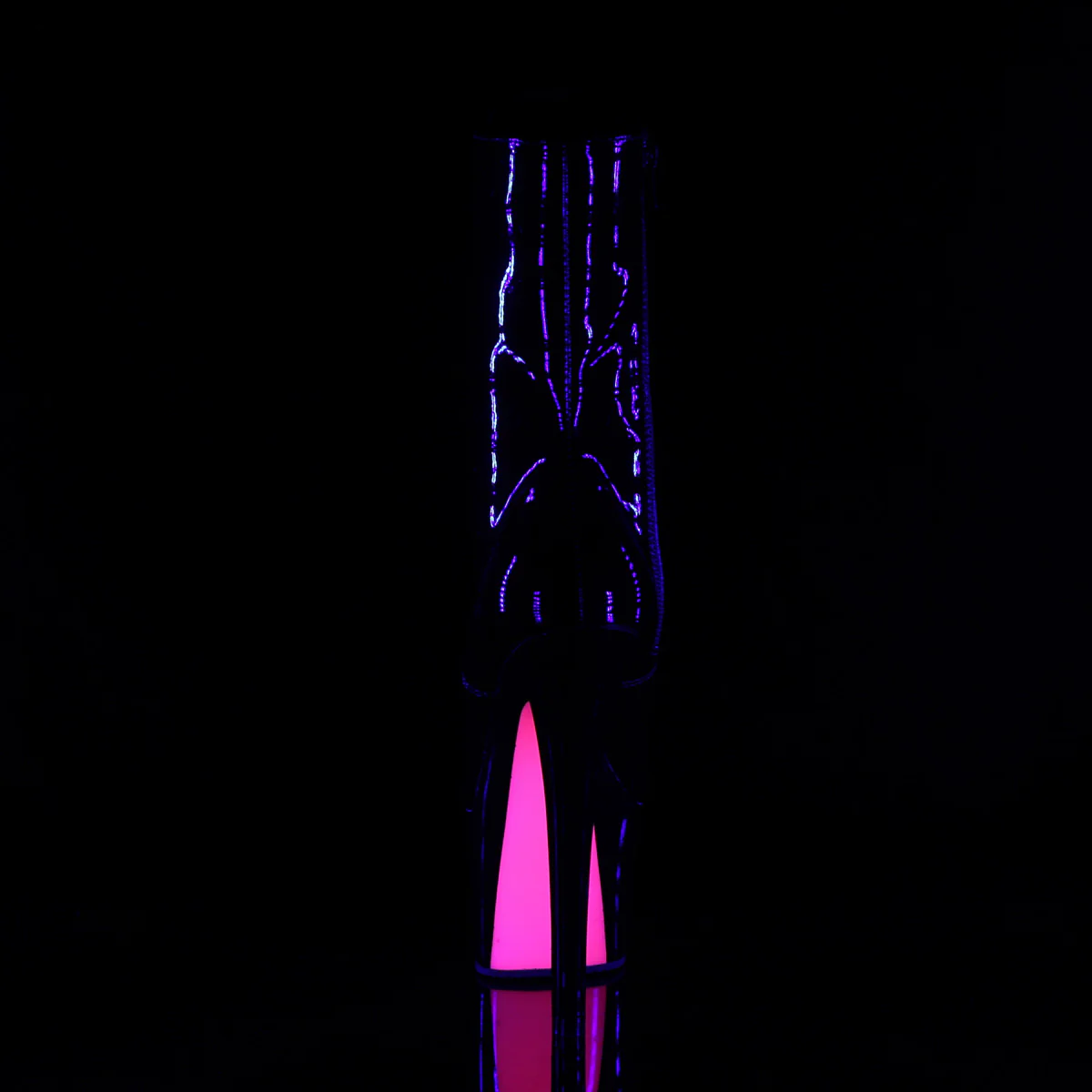 Black Hot Pink 7 Inch Pole Dancer Platform Boots - Pleaser SKY-1020TT - Image 4