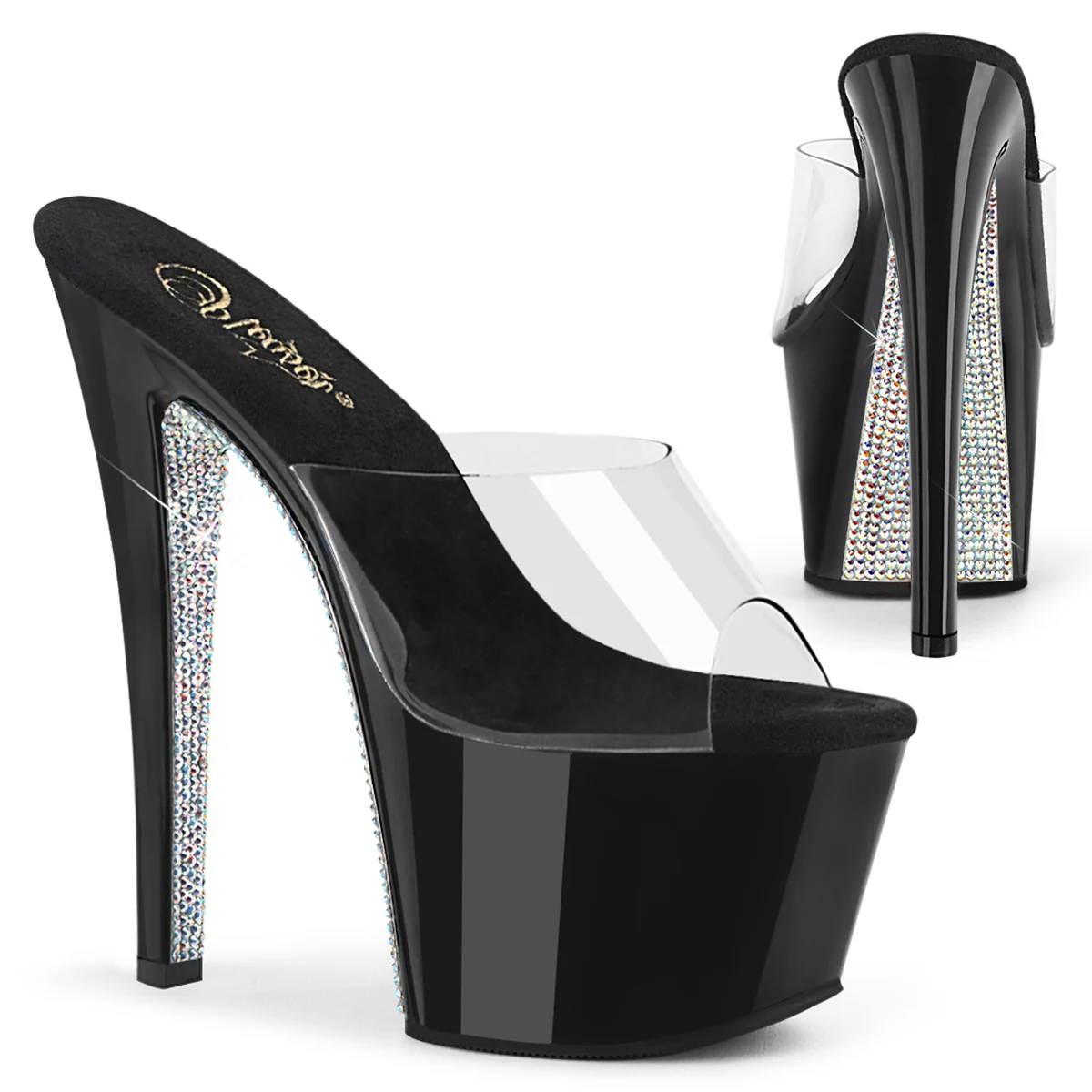 Clear Silver 7 Inch Pole Dancer Platform Shoes -  Pleaser SKY-301CRS