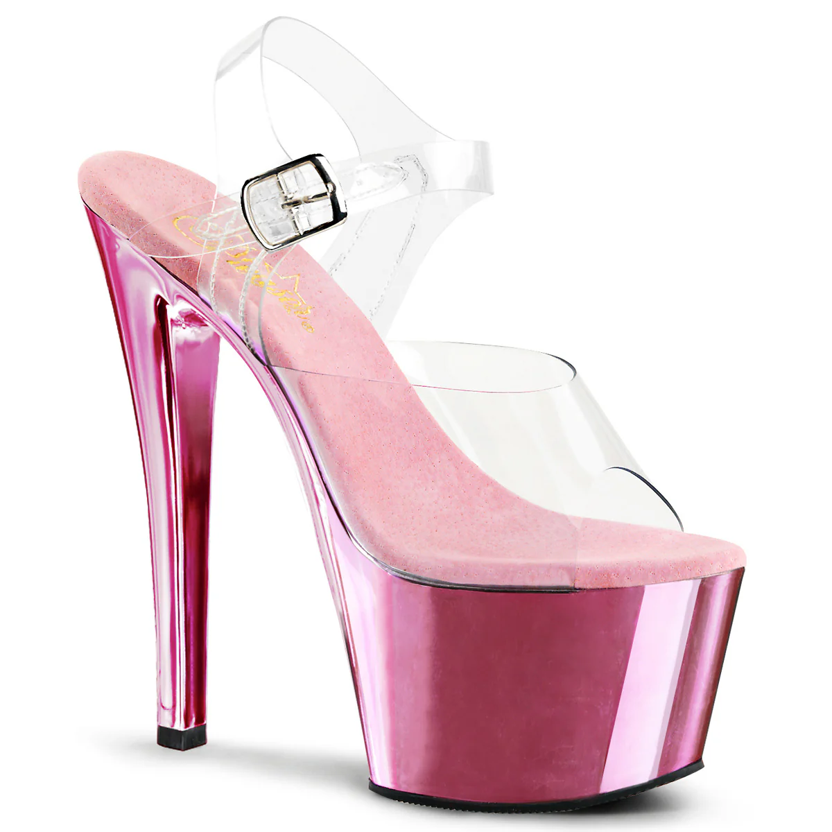 Baby Pink Chrome 7 Inch Exotic Dancer Platform Shoes -  Pleaser SKY-308 - Image 6