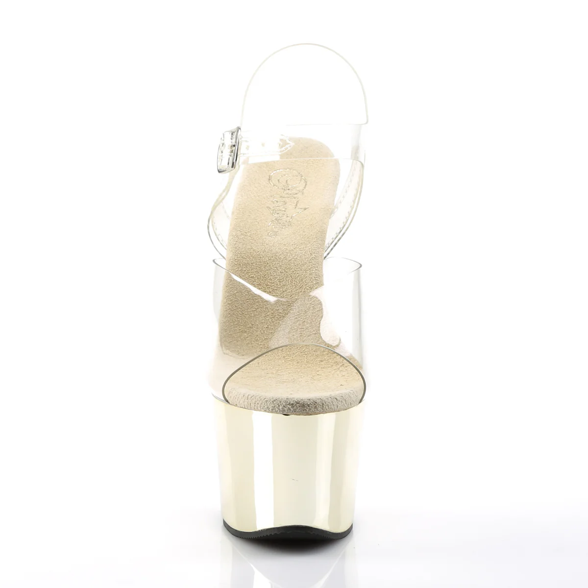 Gold Chrome 7 Inch Pole Dancer Platform Shoes - Pleaser SKY-308 - Image 2