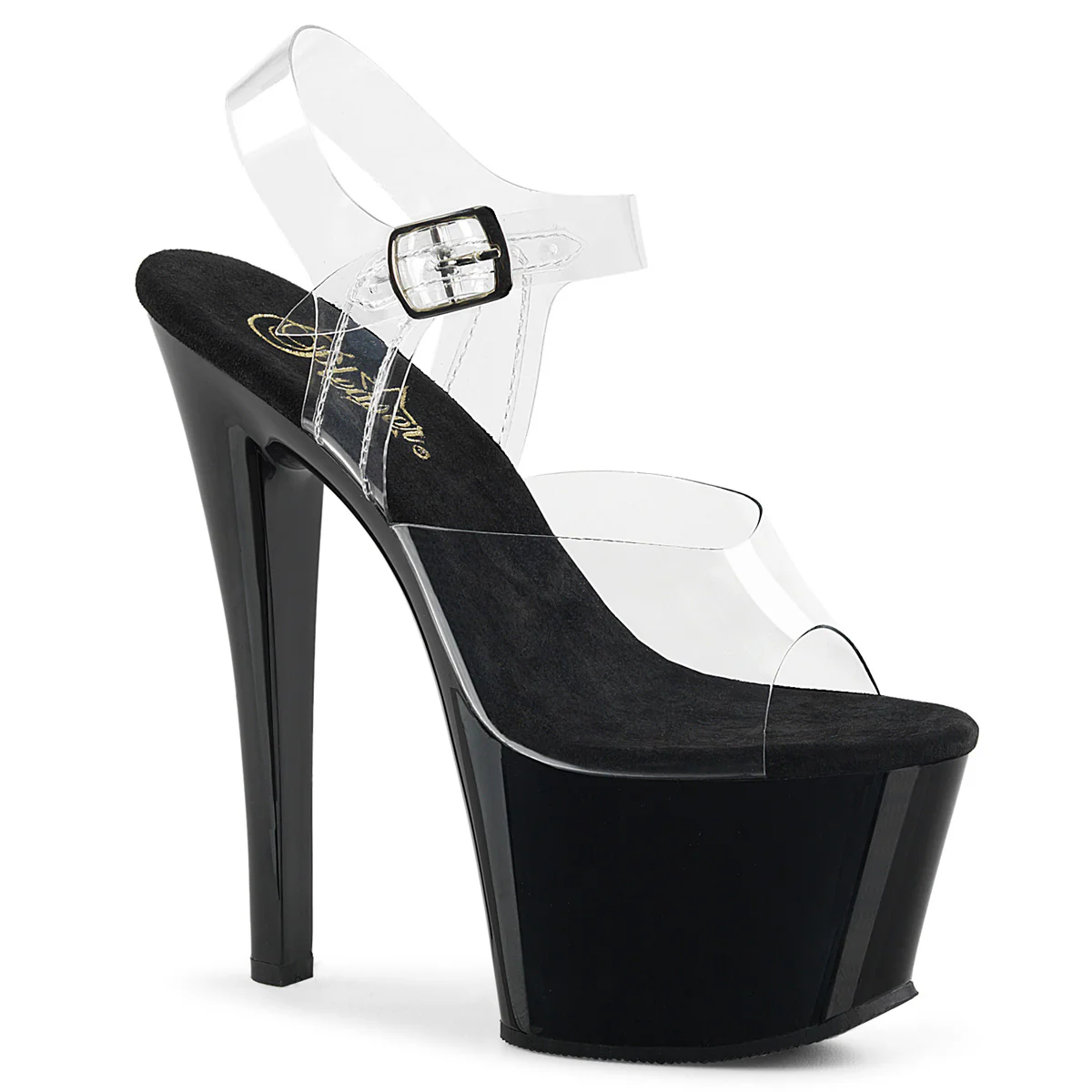 Clear Black 7 Inch Pole Dancer Platform Shoes - Pleaser SKY-308 - Image 6