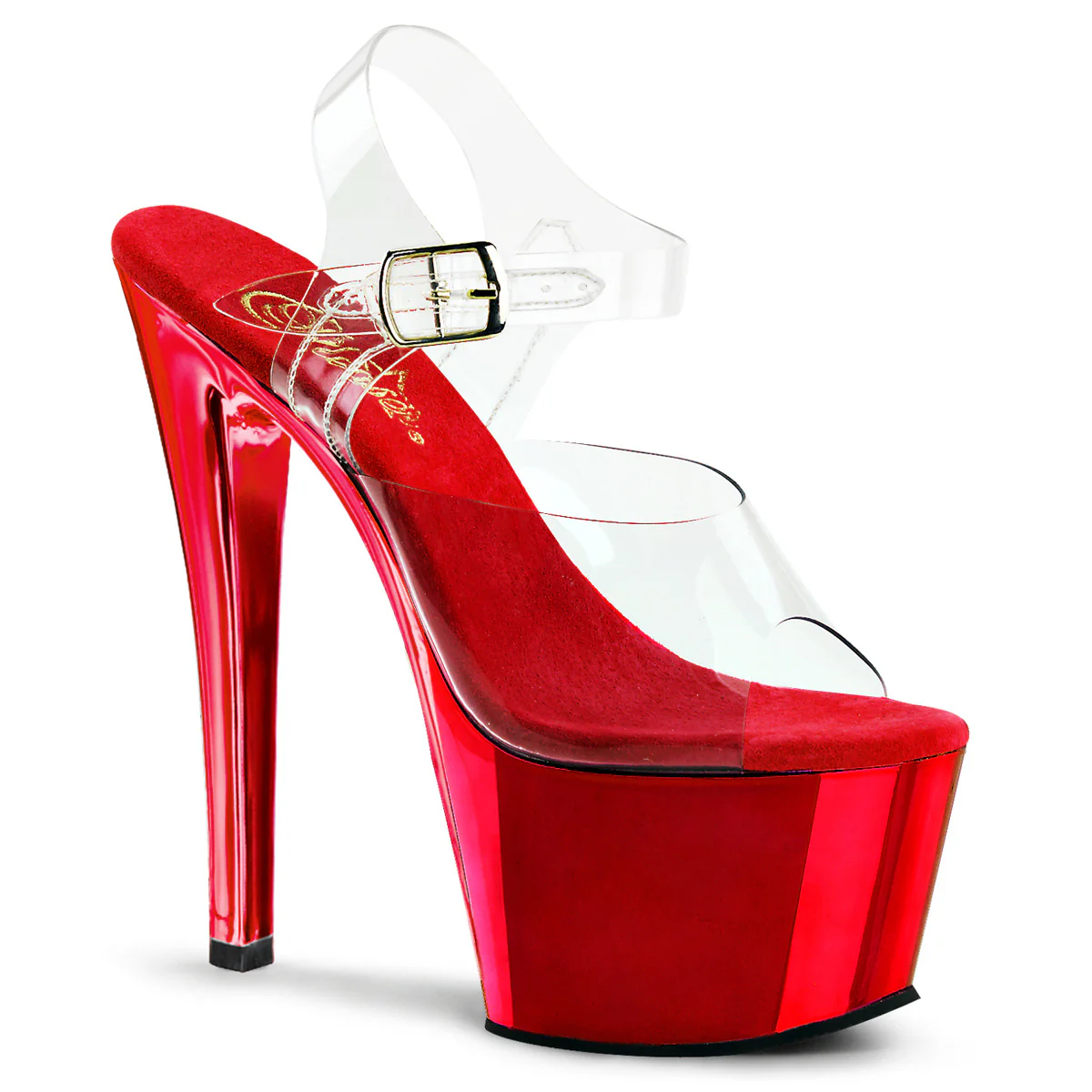 Red 7 Inch Pole Dancer Platform Shoes - Pleaser SKY-308 - Image 6