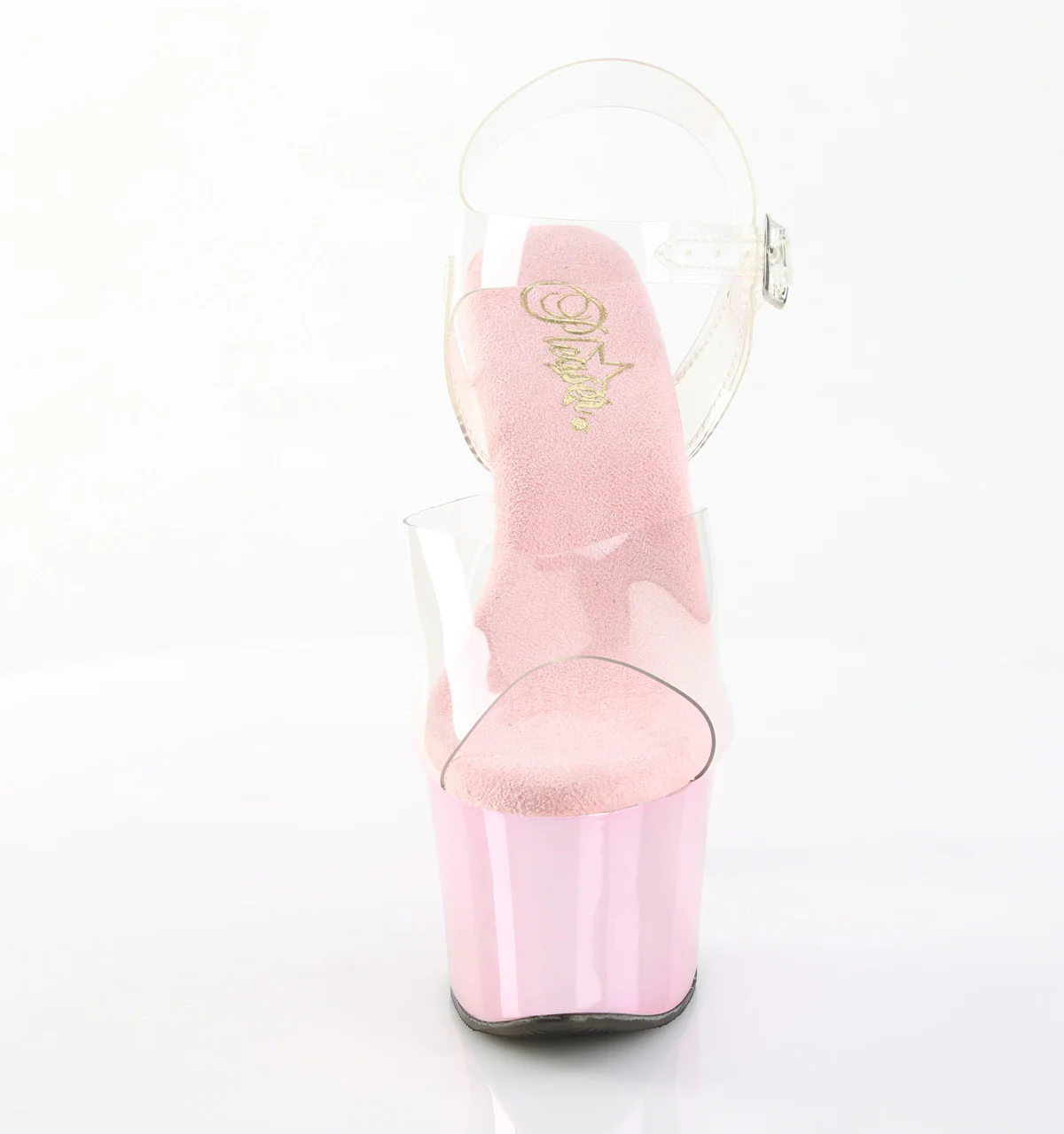 Baby Pink Chrome 7 Inch Fetish Pole Stripper Heels - Pleaser SKY-308CHRS - Image 2