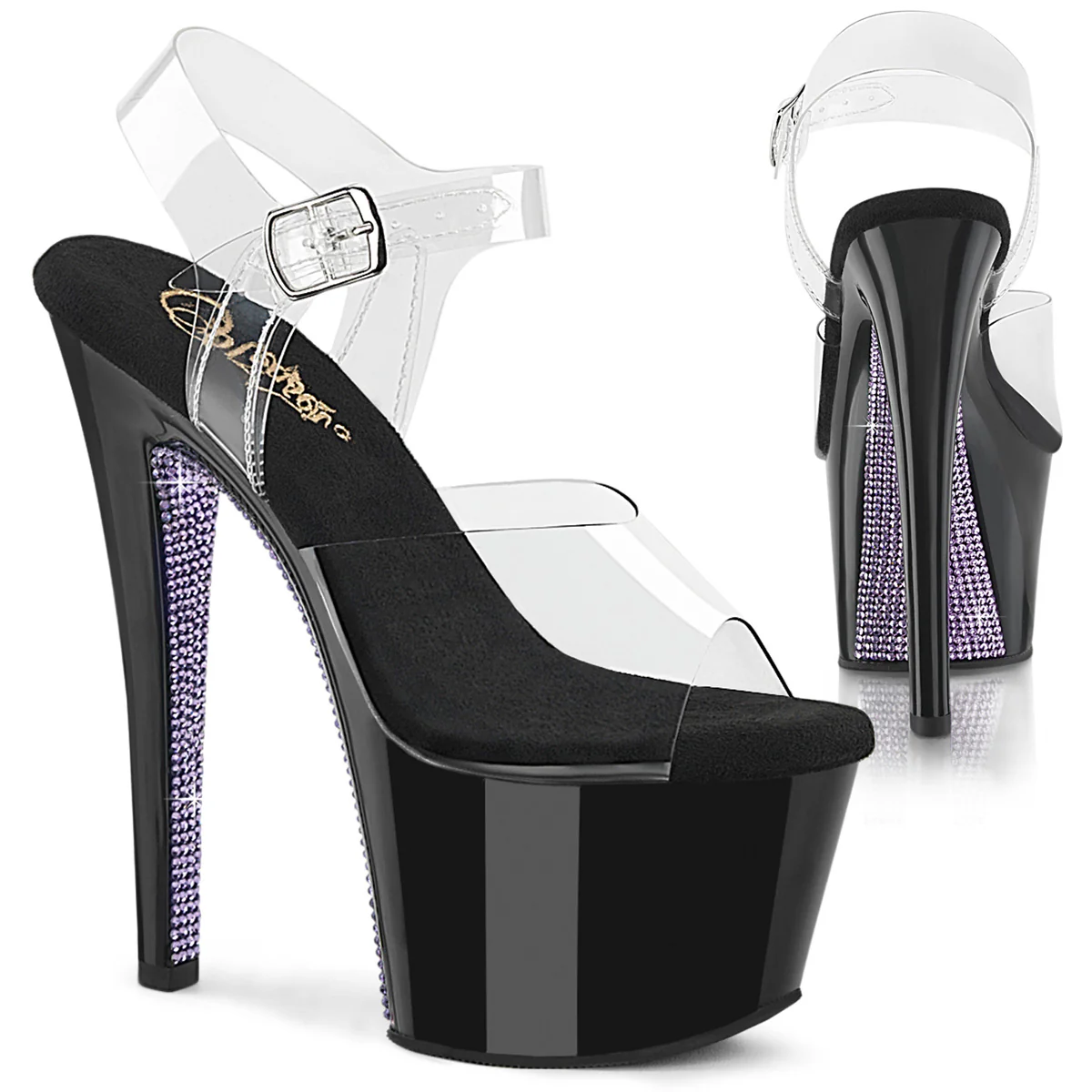 Clear Black 7 Inch Exotic Dancer Platform Shoes - Pleaser SKY-308CRS