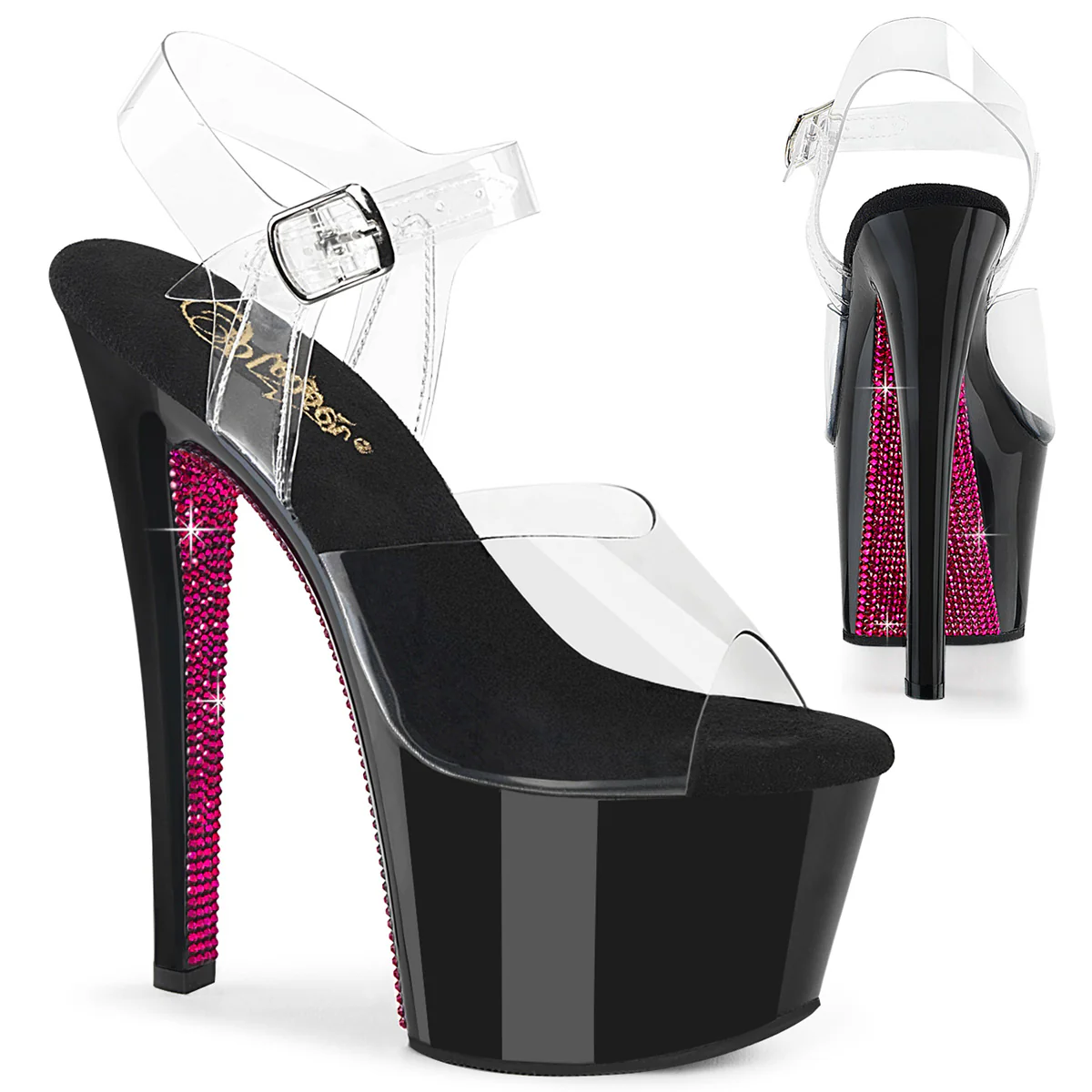 Clear Black 7 Inch Lap Dancer Platform Shoes -  Pleaser SKY-308CRS