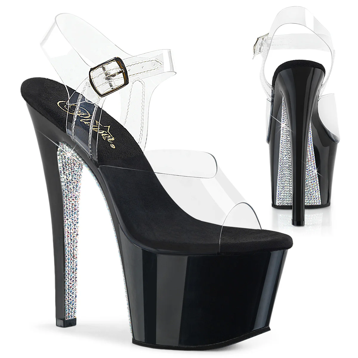 Clear Silver 7 Inch Exotic Dancing Platform Shoes - Pleaser SKY-308CRS