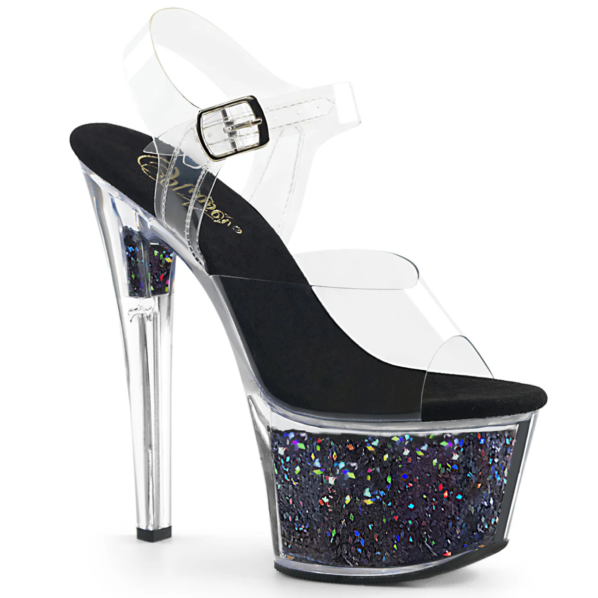 Black Glitter 7 Inch Exotic Dancing Platform Shoes -  Pleaser SKY-308GF - Image 5