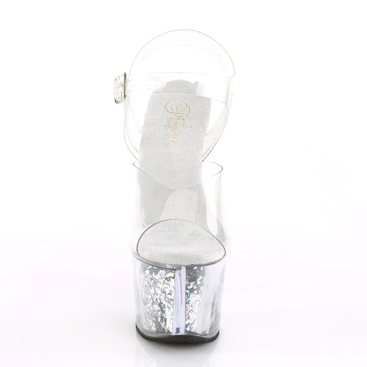 Silver Glitter 7 Inch Pole Dancer Platform Shoes - Pleaser SKY-308GF - Image 2
