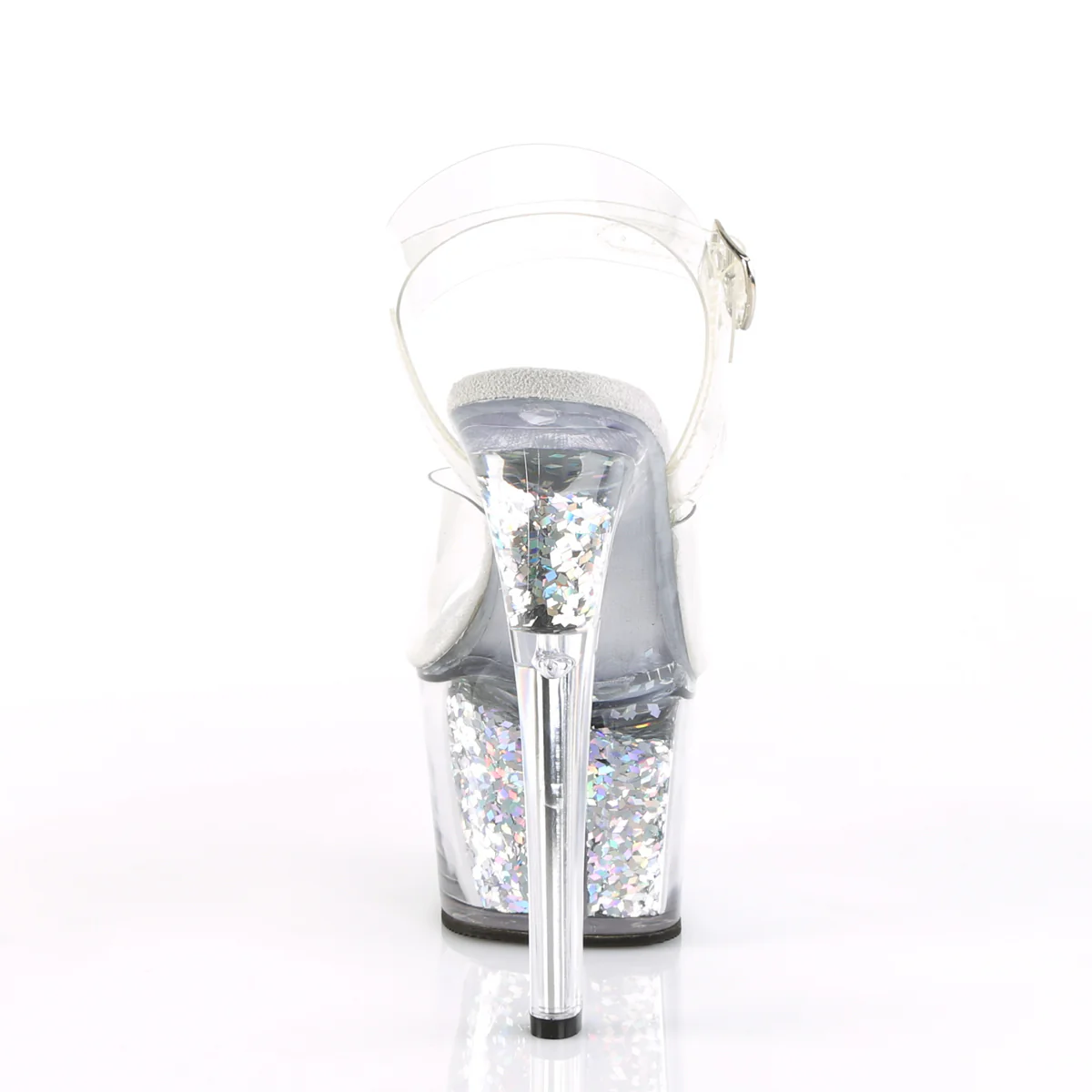 Silver Glitter 7 Inch Pole Dancer Platform Shoes - Pleaser SKY-308GF - Image 4