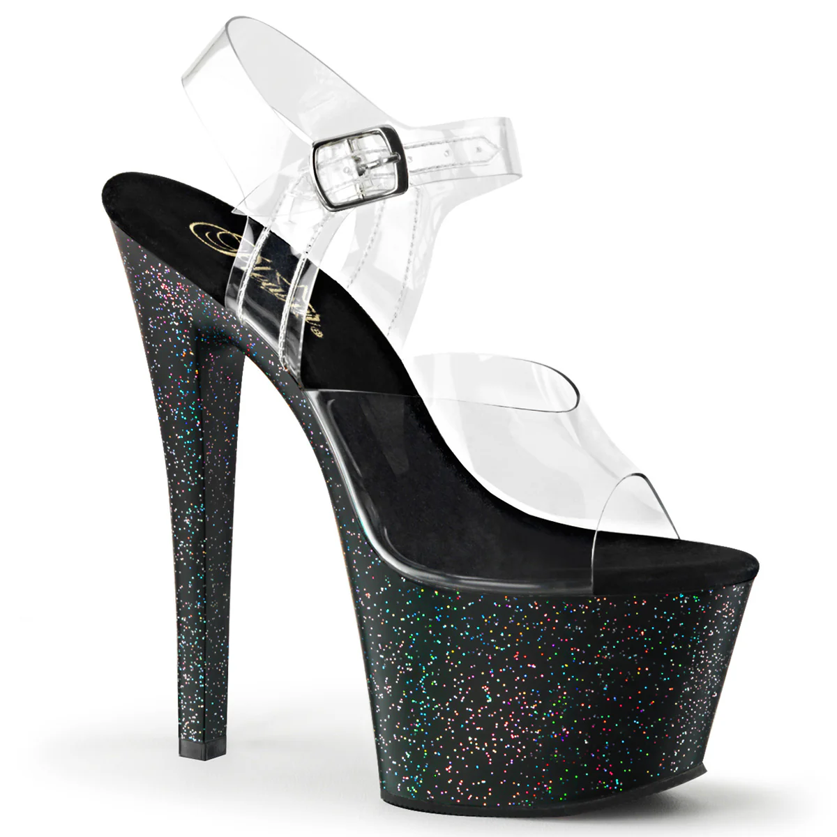 Clear Black 7 Inch Fetish Pole Platform Shoes - Pleaser SKY-308MG
