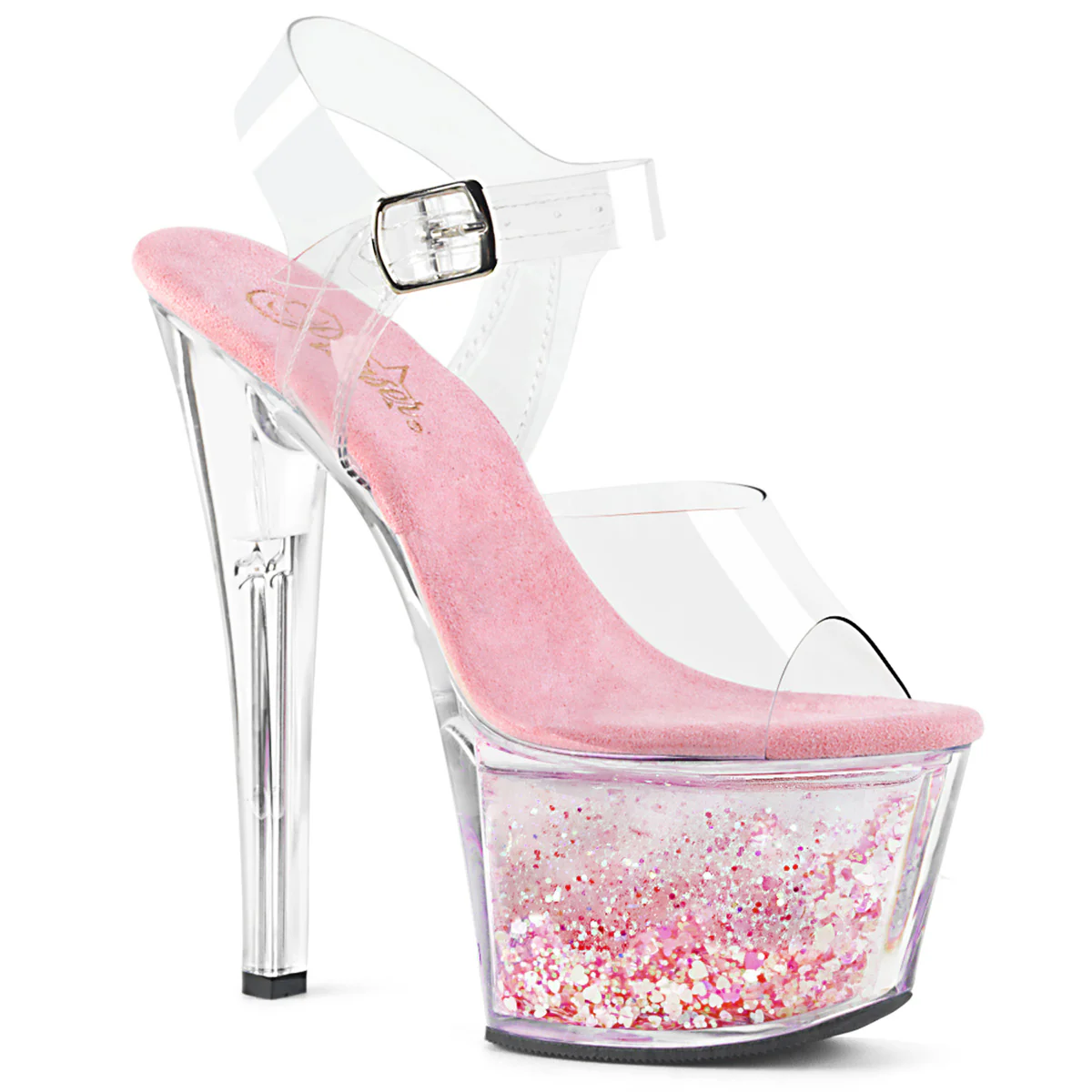 Clear Pink 7 Inch Pole Dancer Platform Shoes - Pleaser SKY-308WHG - Image 6