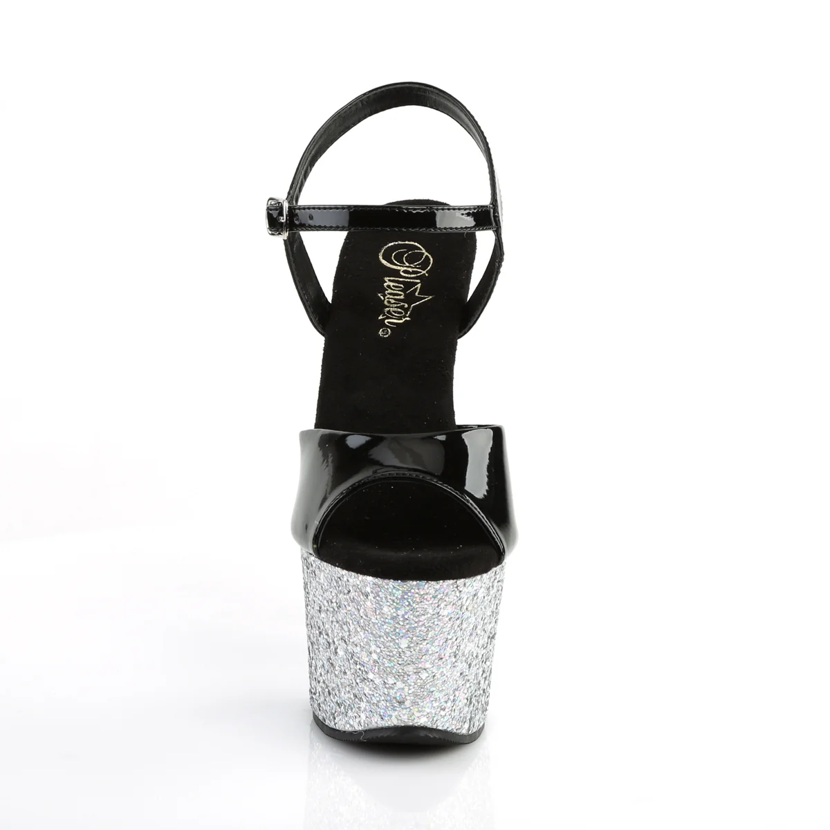 Black Silver 7 Inch Pole Dancer Platform High Heels -  Pleaser SKY-309LG - Image 2