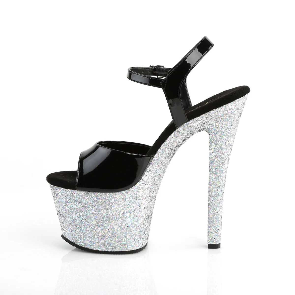 Black Silver 7 Inch Pole Dancer Platform High Heels -  Pleaser SKY-309LG - Image 3