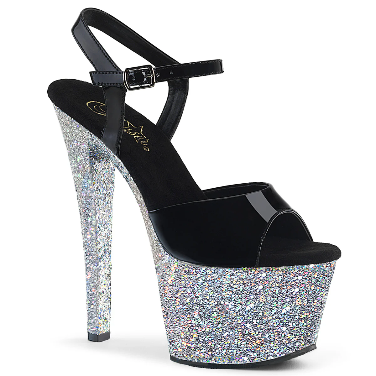 Black Silver 7 Inch Pole Dancer Platform High Heels -  Pleaser SKY-309LG - Image 6