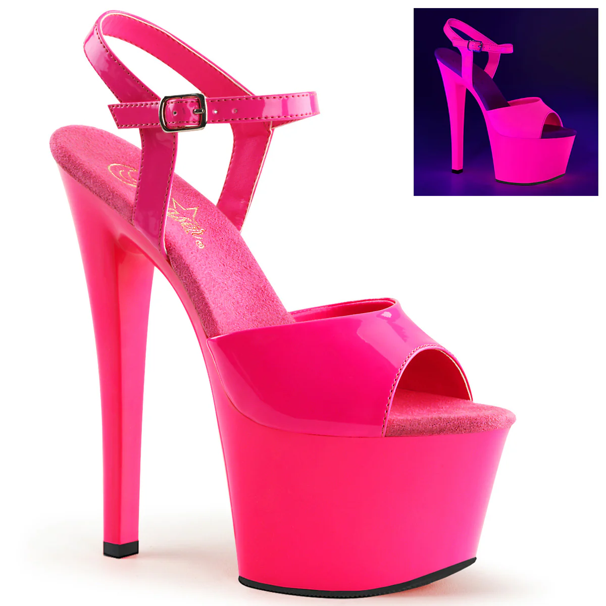 Neon H. Pink 7 Inch Pole Dancer Platform High Heels -  Pleaser SKY-309UV - Image 6