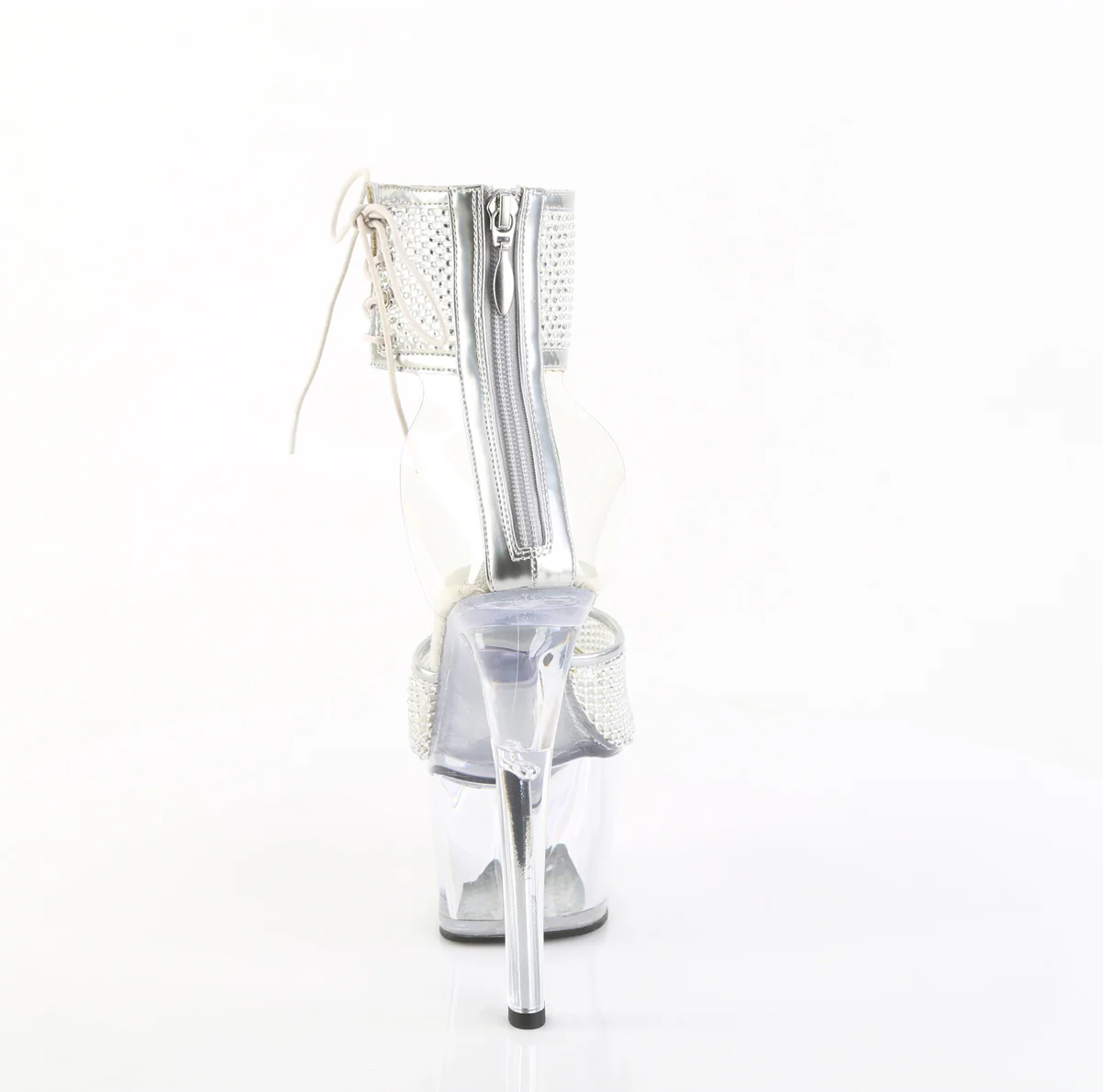 Silver & Clear 7 Inch Platform Pole Platform Shoes -  Pleaser SKY-324PREM-RSNT - Image 4