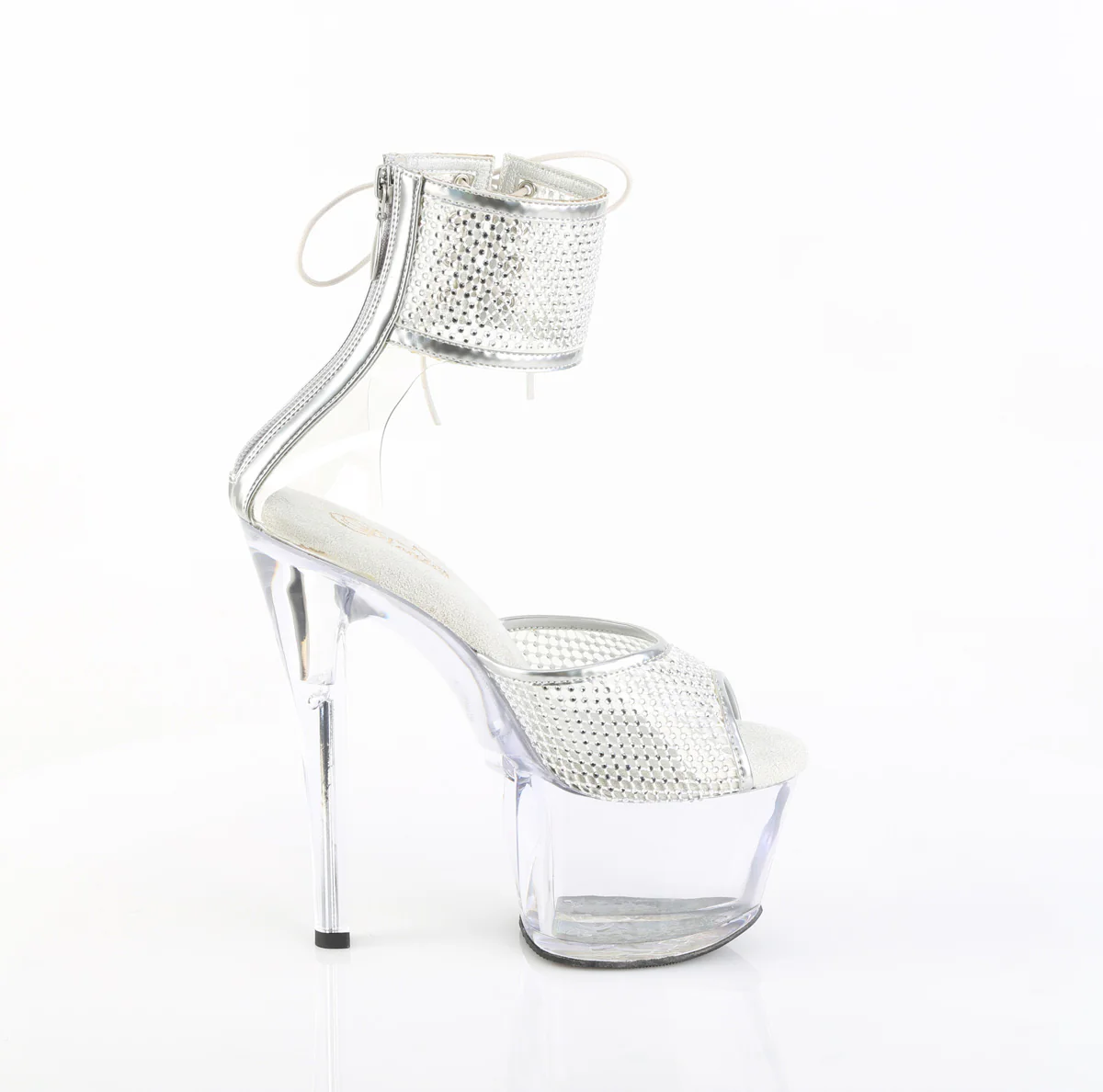 Silver & Clear 7 Inch Platform Pole Platform Shoes -  Pleaser SKY-324PREM-RSNT - Image 5