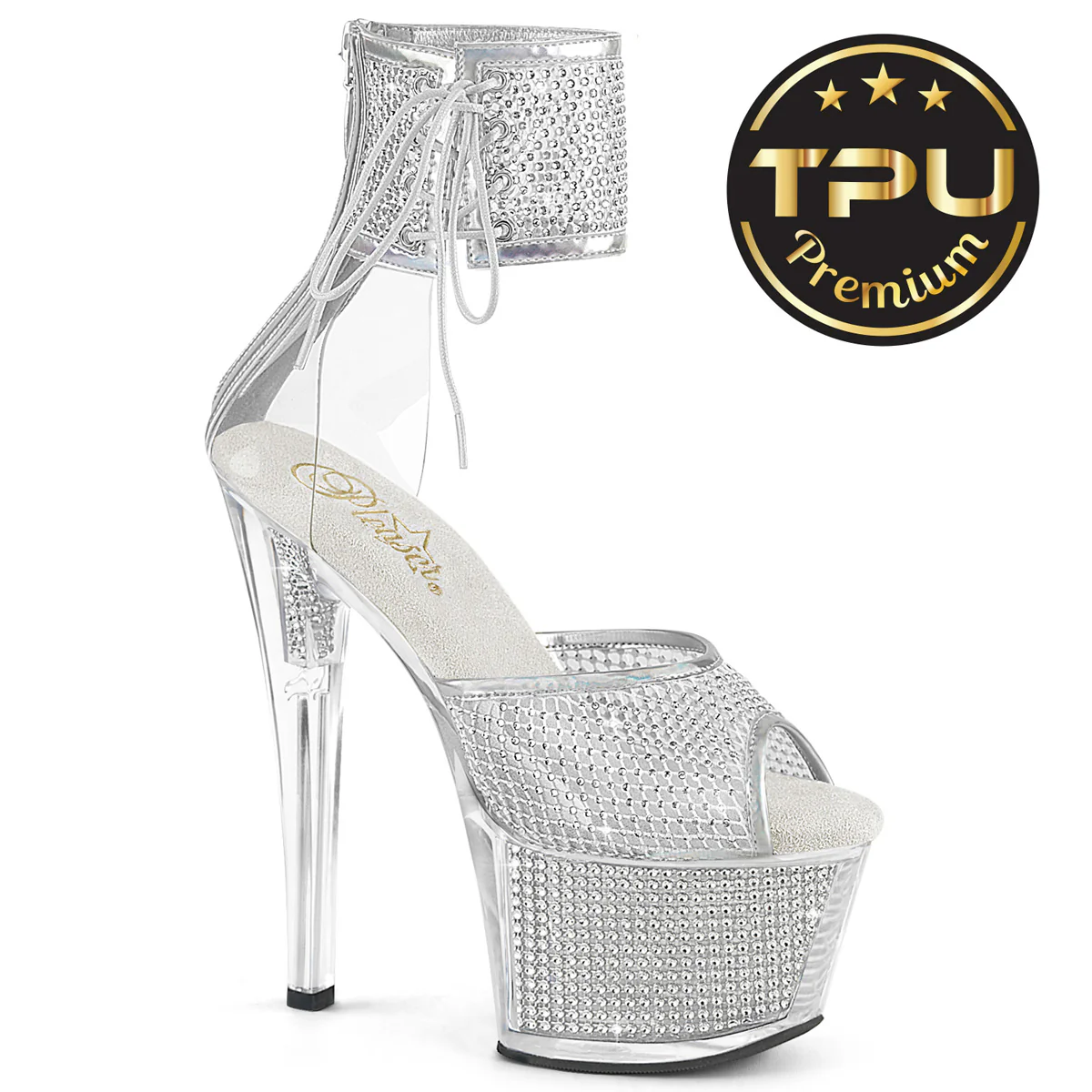 Silver 7 Inch Fetish Pole Platform Shoes - Pleaser SKY-324PREM-RSNT - Image 2