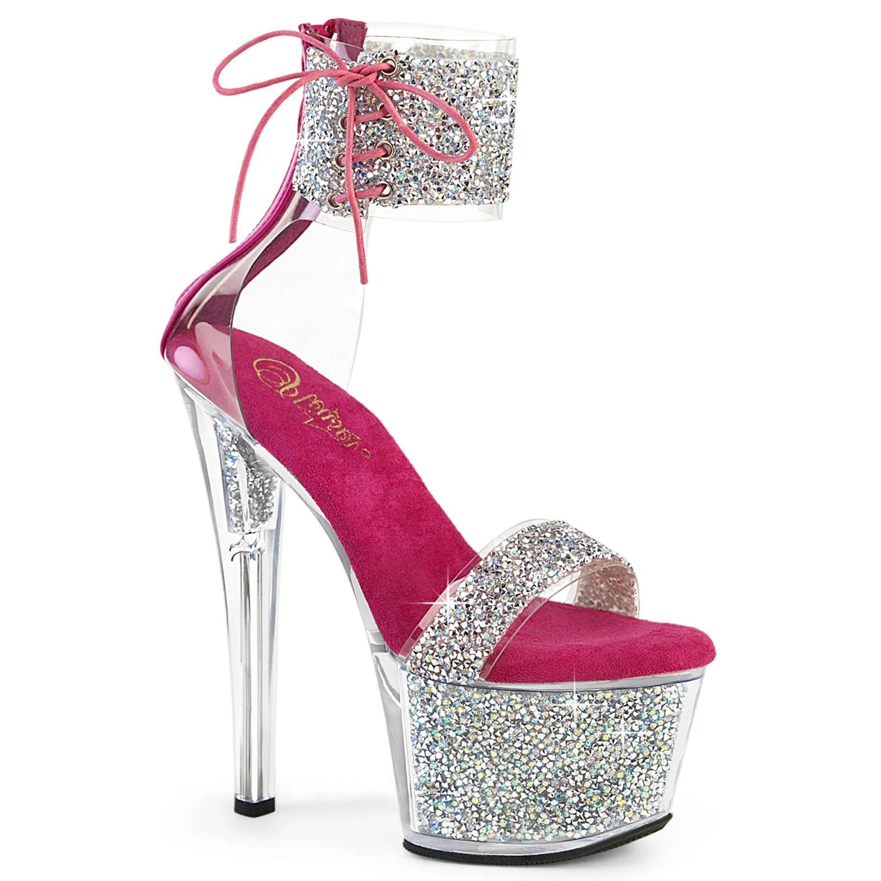 Silver 7 Inch Pole Dancer Platform High Heels -  Pleaser SKY-327RSI