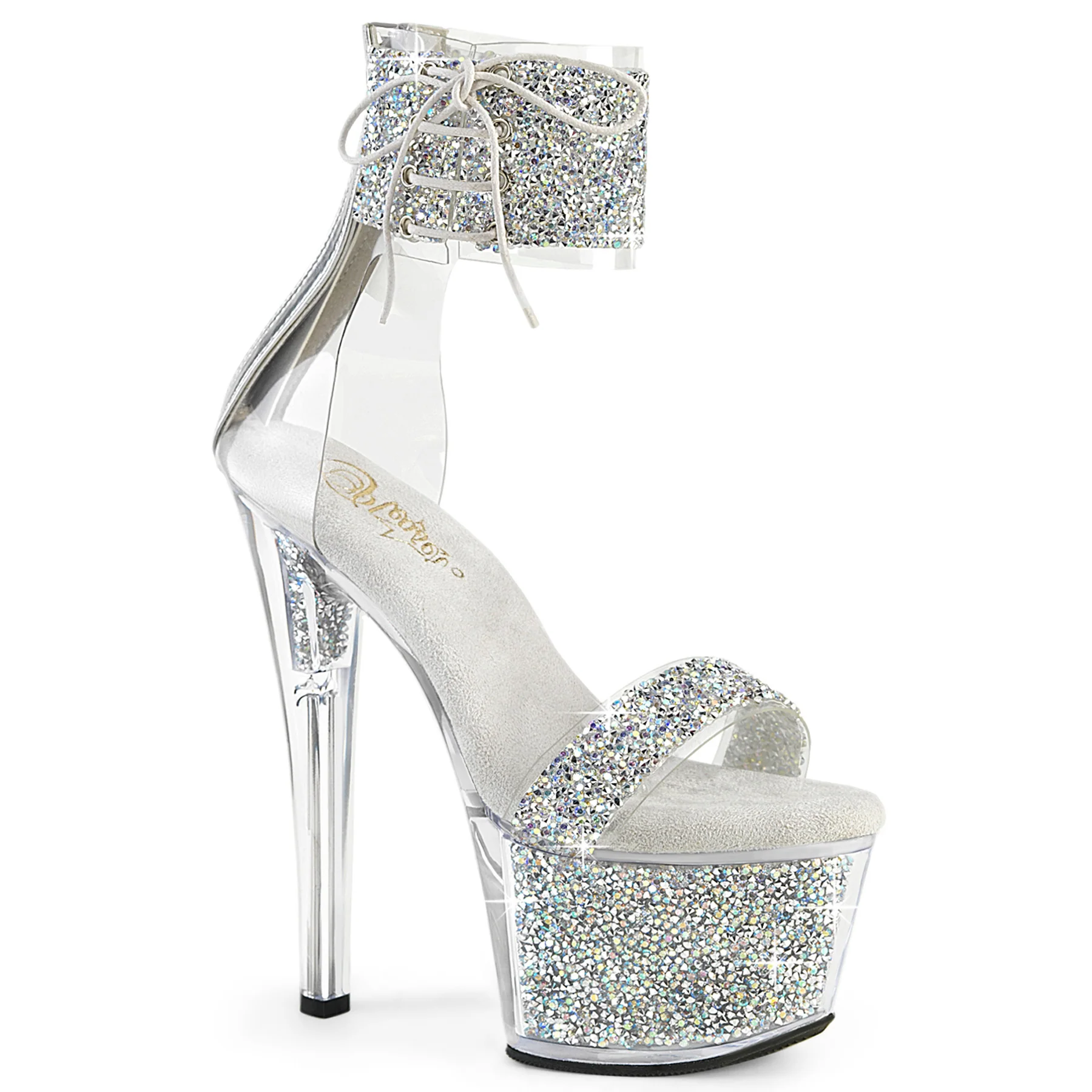 Silver 7 Inch Platform Pole Platform Shoes - Pleaser SKY-327RSI