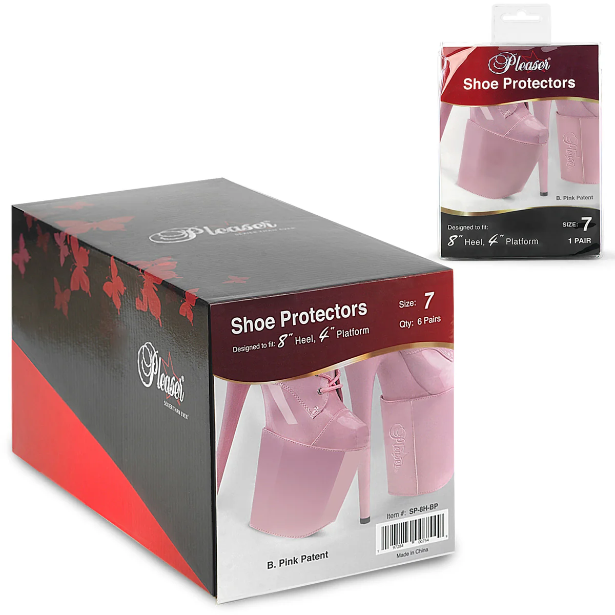 Shoe Protectors for 8" Heels Exotic Dancing Platform Shoes Accessories - Pleaser SP-8H-BP