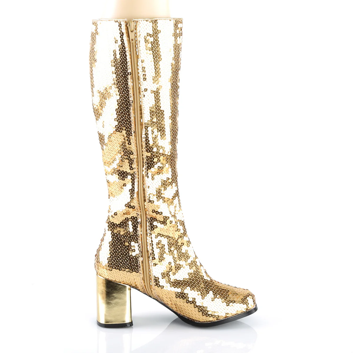 Gold Sequins 3 Inch Burlesque Boots -  Bordello SPECTACUL-300SQ - Image 5