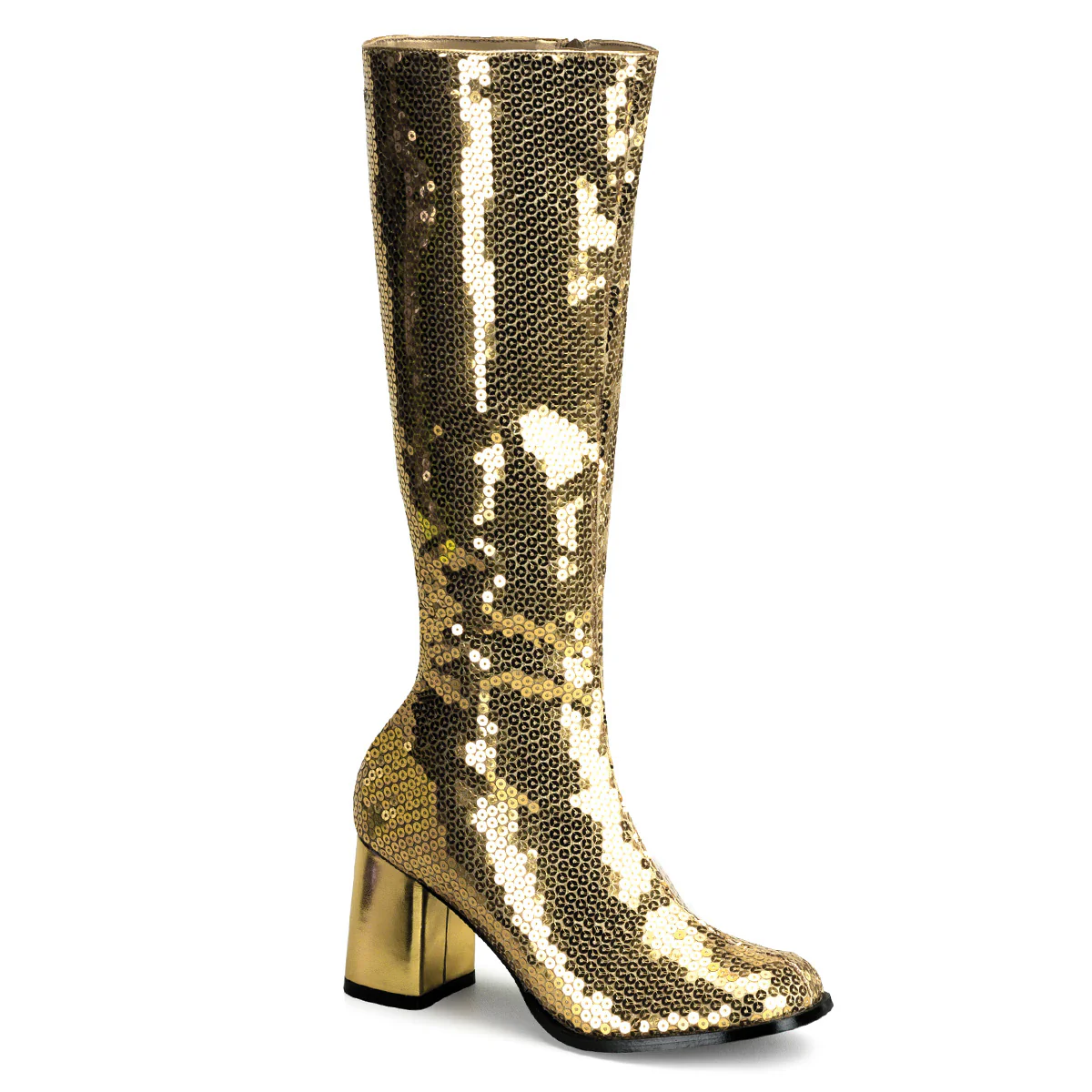 Gold Sequins 3 Inch Burlesque Boots -  Bordello SPECTACUL-300SQ - Image 6