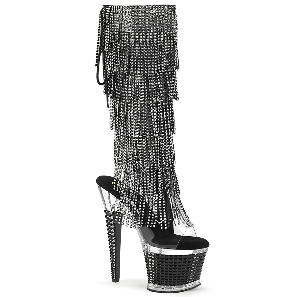 Black 7 Inch Fetish Pole Knee High Boots -  Pleaser SPECTATOR-2017RSF
