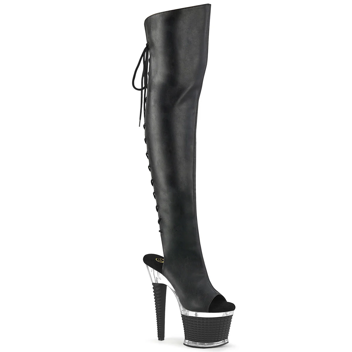 Black 7 Inch Pole Dancer Thigh High boots - Pleaser SPECTATOR-3019