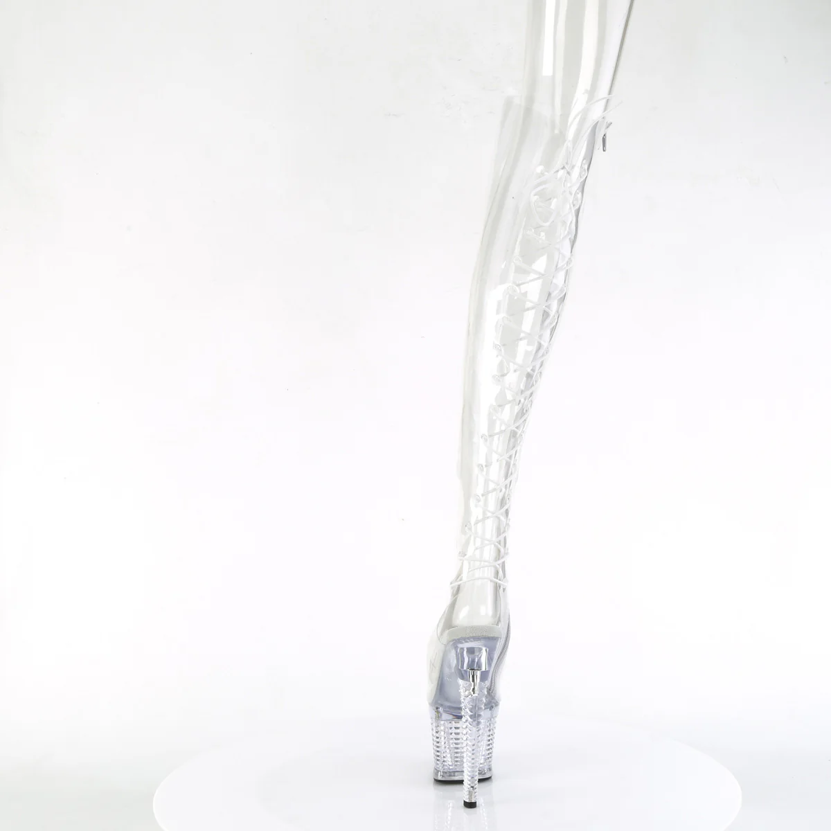 Clear 7 Inch Pole Dancer Thigh High boots -  Pleaser SPECTATOR-3019C - Image 4