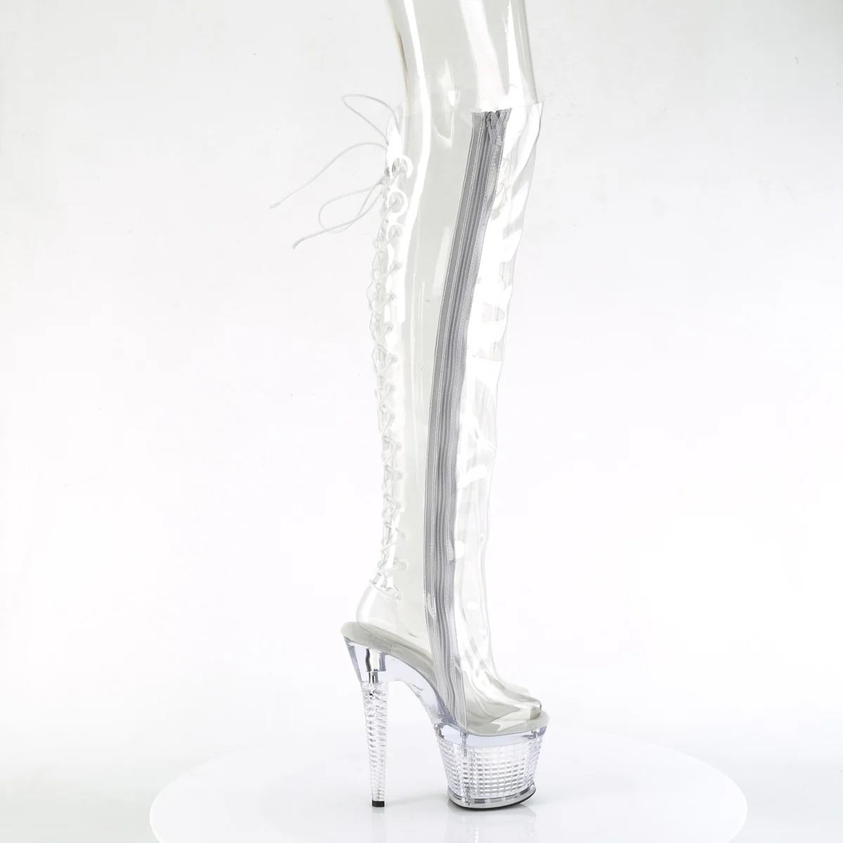 Clear 7 Inch Pole Dancer Thigh High boots -  Pleaser SPECTATOR-3019C - Image 5