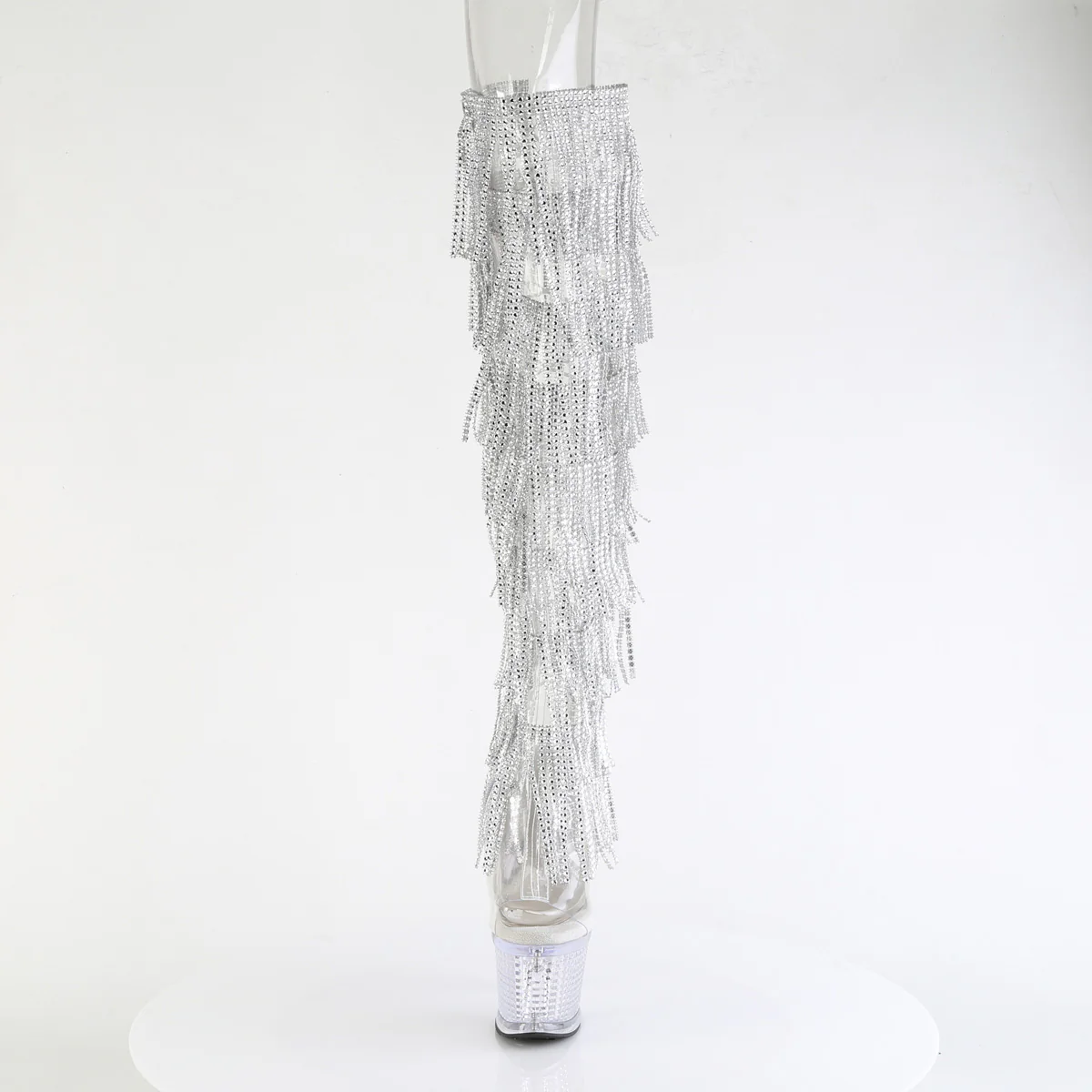 Clear Silver 7 Inch Exotic Dancing Thigh High boots - Pleaser SPECTATOR-3019C-RSF - Image 2