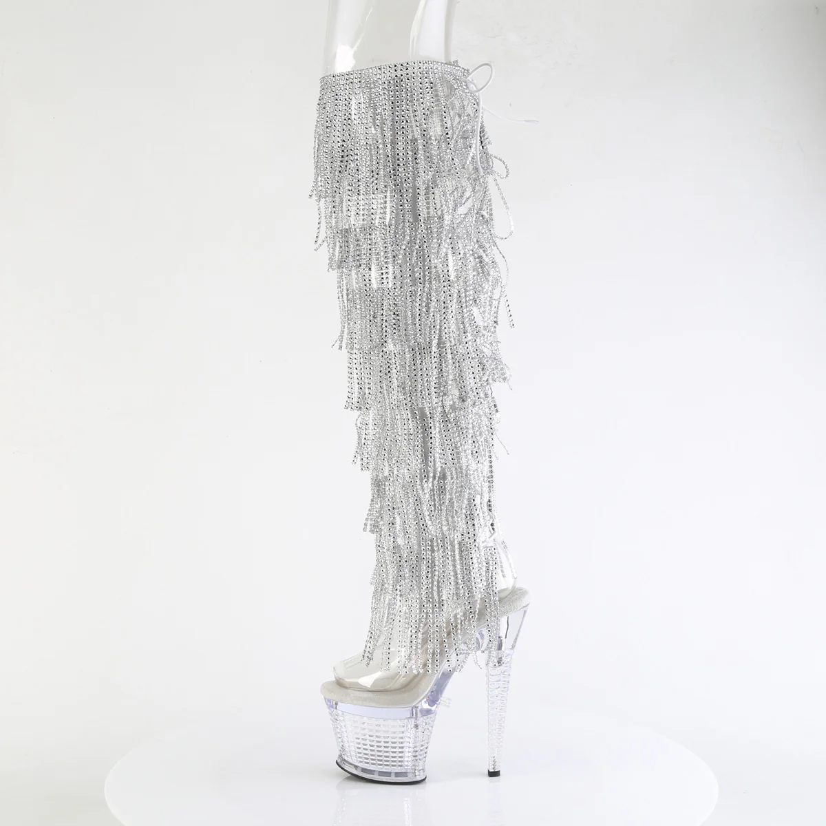 Clear Silver 7 Inch Exotic Dancing Thigh High boots - Pleaser SPECTATOR-3019C-RSF - Image 3