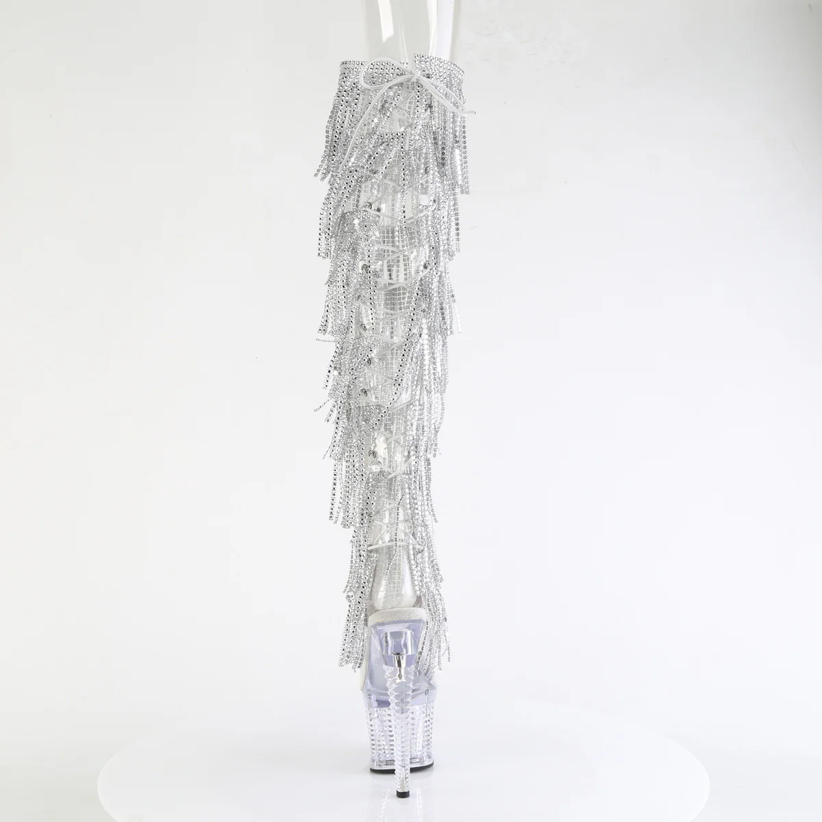 Clear Silver 7 Inch Exotic Dancing Thigh High boots - Pleaser SPECTATOR-3019C-RSF - Image 4