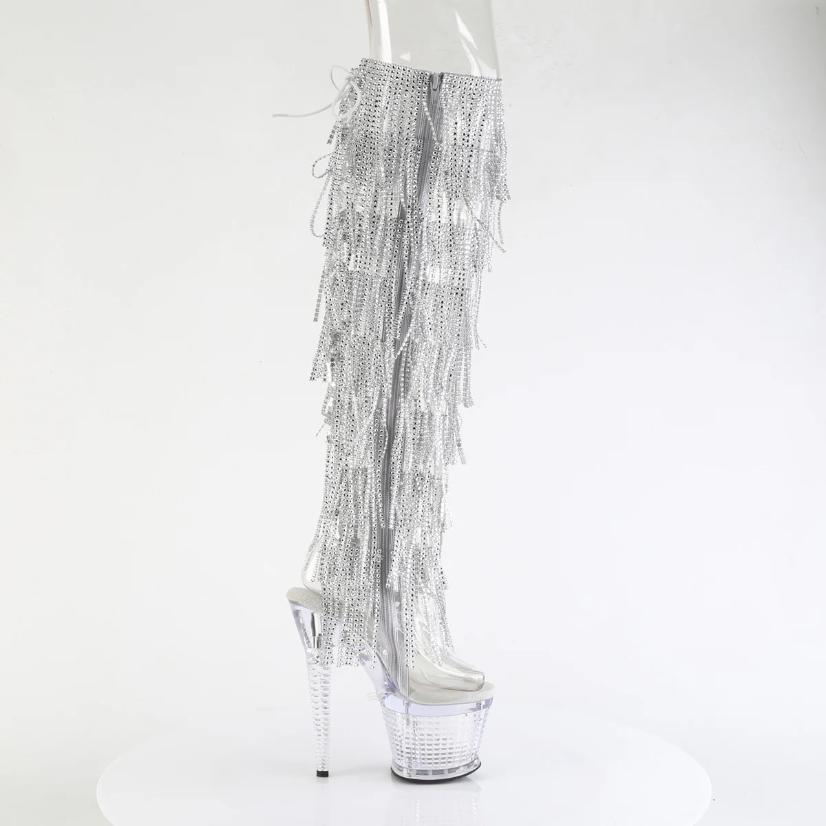 Clear Silver 7 Inch Exotic Dancing Thigh High boots - Pleaser SPECTATOR-3019C-RSF - Image 5