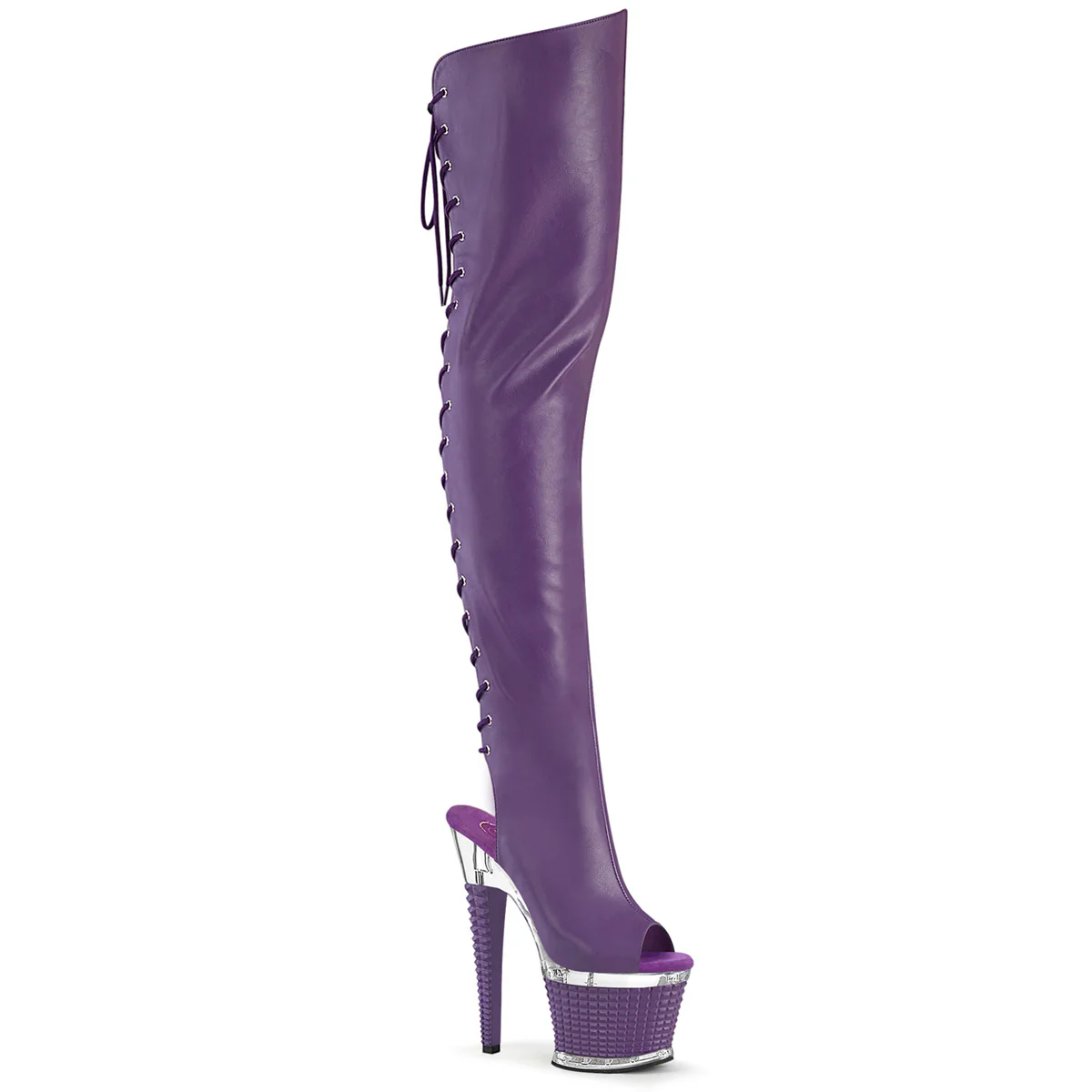 Purple 7 Inch Pole Dancer Thigh High boots - Pleaser SPECTATOR-3030