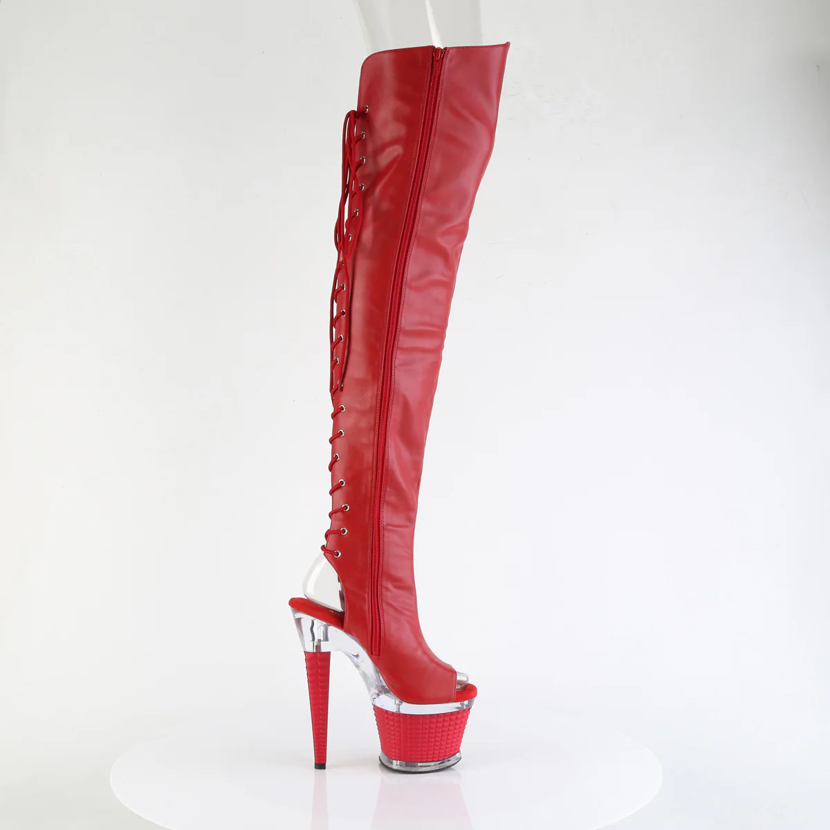 Red 7 Inch Fetish Pole Thigh High boots - Pleaser SPECTATOR-3030 - Image 5