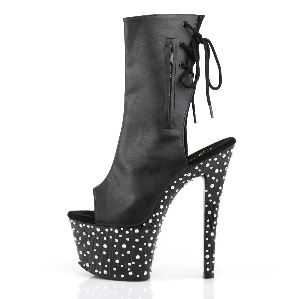 Black 7 Inch Fetish Pole Ankle Boots - Pleaser STARDANCE-1018-7 - Image 3