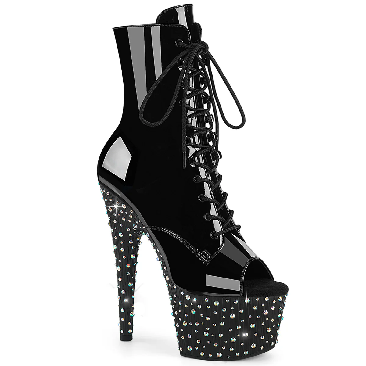 Black 7 Inch Fetish Pole Ankle Boots - Pleaser STARDANCE-1021