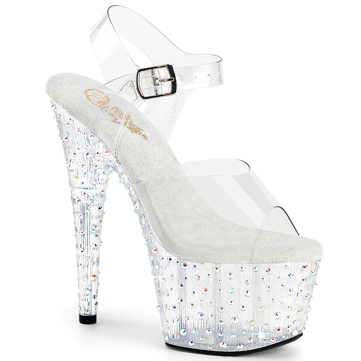 Clear Bling 7 Inch Fetish Pole Platform Shoes - Pleaser STARDANCE-708
