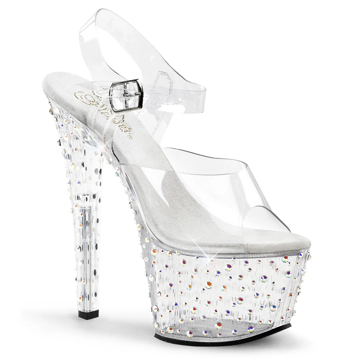 Clear Bling 7 Inch Fetish Pole Platform Shoes - Pleaser STARDANCE-708