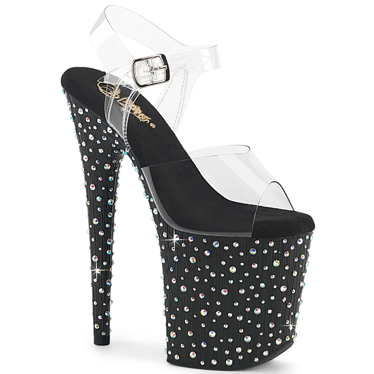 Silver Multi Glitter 8 Inch Fetish Pole Platform Shoes - Pleaser STARDANCE-808