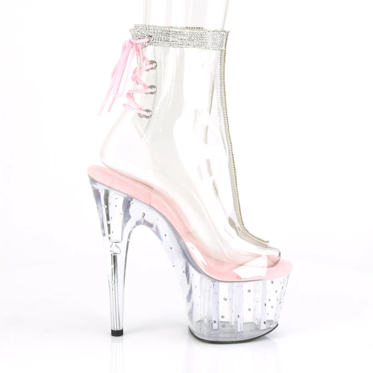 Baby Pink 7 Inch Pole Dancer Ankle Boots -  Pleaser STARDUST-1018C-2RS - Image 5