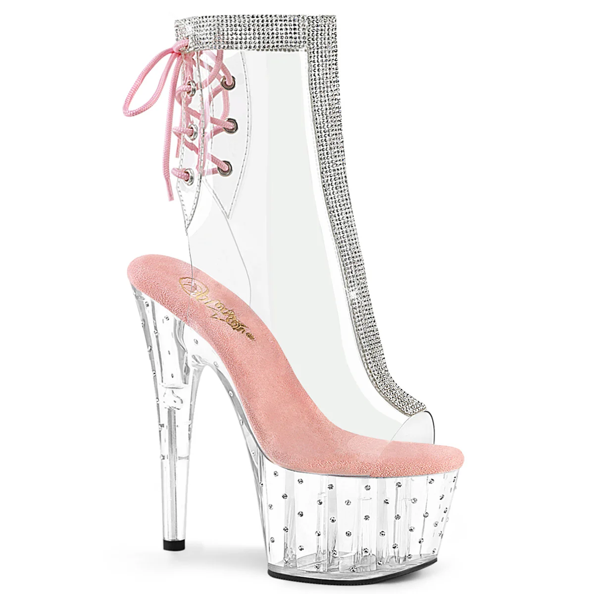 Baby Pink 7 Inch Pole Dancer Ankle Boots -  Pleaser STARDUST-1018C-2RS - Image 6
