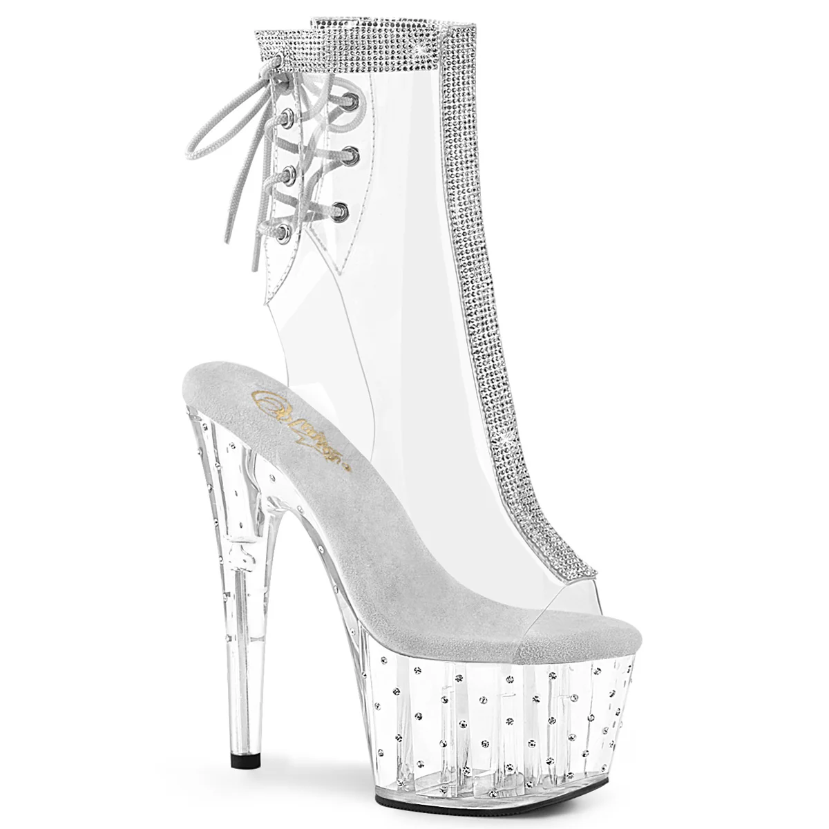 Clear 7 Inch Fetish Pole Ankle Boots - Pleaser STARDUST-1018C-2RS - Image 6