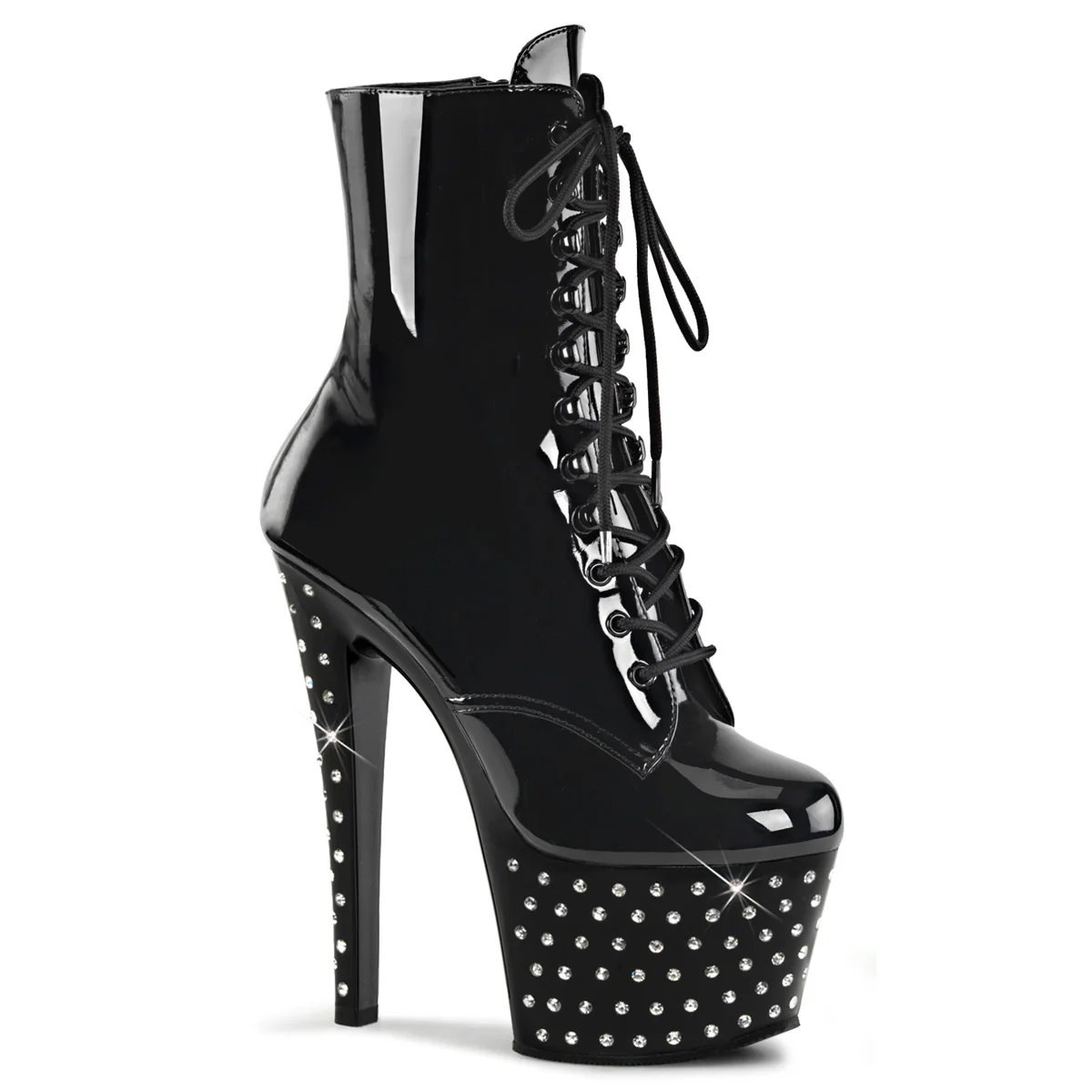 Black 7 Inch Fetish Pole Ankle Boots - Pleaser STARDUST-1020-7 - Image 6
